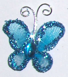 Sale!! Bright Blue Glitter Butterfly with rhinestone - 5pcs