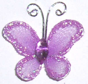 Bright Purple Glitter Butterfly with rhinestone - sold per unit
