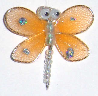 Bright Orange Dragonfly with beads  - sold per unit