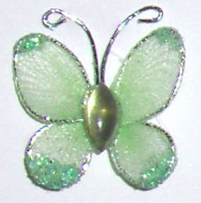 Light Green Glitter Butterfly with rhinestone - sold per unit