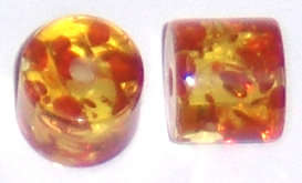 Yellow Acrylic tube speckle 11mm beads (5pcs)