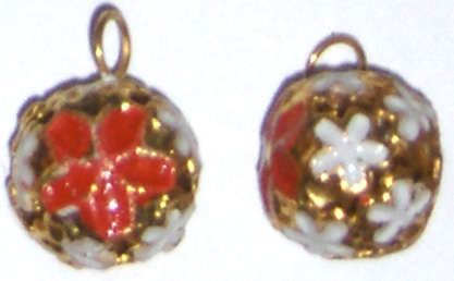 Red Cloisonne Bell 14mm - sold per unit