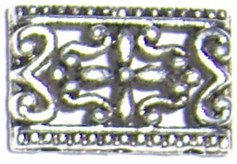 Silver 3 hole slider for beading - 10mm x 17mm x 4mm (1pc)