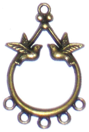 Brass dove ear ring part 36mm x 23mm (2pcs)