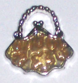 Silver Handbag with Orange enamel charm 15mm x 15mm (1pc)