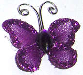 Dark Purple Glitter Butterfly with rhinestone - sold per unit