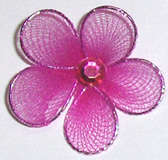 Cerise pink Flower with rhinestone - sold per unit