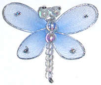 Blue Dragonfly with beads 51mm x 39mm  - sold per unit