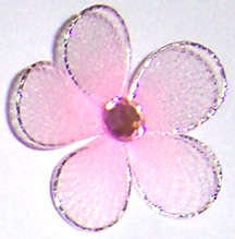 Light pink Flower with rhinestone - sold per unit