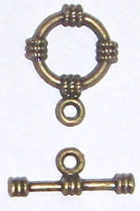 Brass Round toggle clasp 19mm x 15mm (1pc)