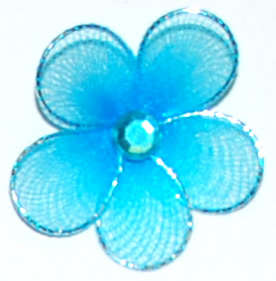 Bright Blue Flower with rhinestone - sold per unit