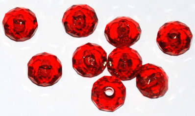 Red Acrylic Rondelle 8mm x 6mm beads (100pcs)