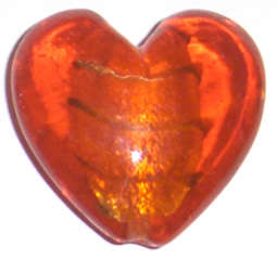 Bright Red Glass foil heart bead 34mm (1pc)
