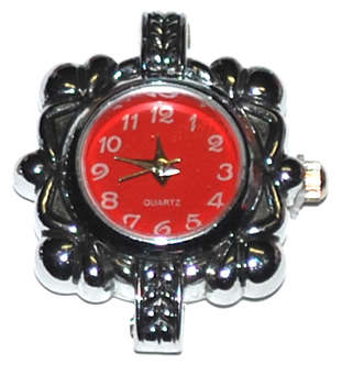 Silver Square Quartz watch with Red face (1pc)
