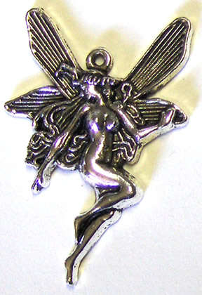 Silver Fairy pendant 43mm x 29mm (1pc)
