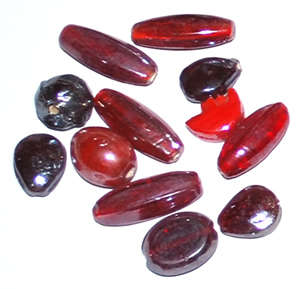Glass Indian Red Lustre mix beads 20g (+/-12pcs)