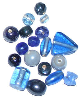 Glass Indian Blue Lustre mix beads 20g (+/-16pcs)