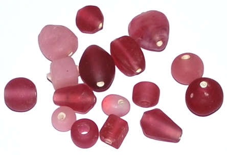 Clearance sale!!! Glass Indian Pink frosted mix beads 20g (+/-15pcs)