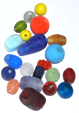 Clearance sale!!! Glass Indian Mixed colours frosted beads 20g (+/-14pcs)