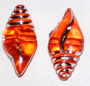 Orange Acrylic Sparkle sea shell beads (10pcs)