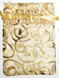 Gold with swirl organza bags 90mm x 65mm (10pcs)