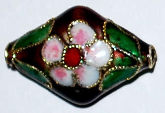 Purple Cloisonne diamond shape 20x13mm bead - sold per unit