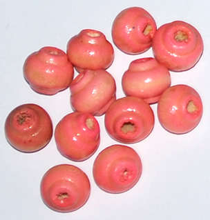 Peach 8x9mm round wooden beads  (50pcs)
