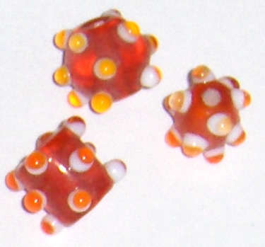 Glass Indian Bubble Red beads 6g (+/-4pcs)