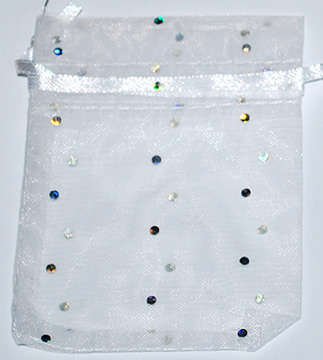 White with dots organza bags 90mm x 65mm (10pcs)