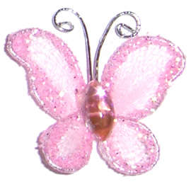 Pink Glitter Butterfly with rhinestone - sold per unit