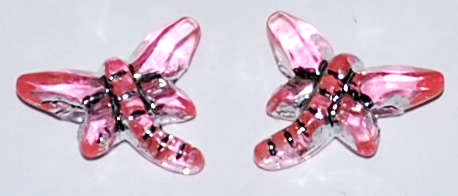 Pink Acrylic Sparkle dragonfly beads (50pcs)