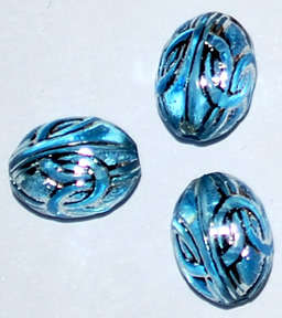 Blue Acrylic Sparkle oval 10x8mm beads (40pcs)