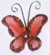 Sale!!  Red Glitter Butterfly with rhinestone - 3pcs