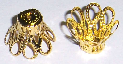 Sale!! Gold filigree bead caps 9mm x 7mm (20pcs)