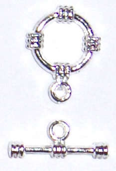 Bulk Silvertone Round toggle clasp 19mm x 15mm (20pc)