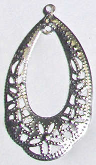 Metal Silver Teardrop stamping 33mm x 18mm (4pcs)