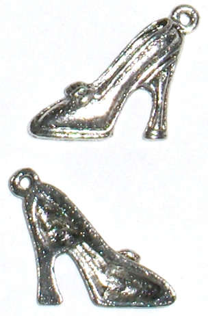 Nickel High heel shoe charm 15mm x 18mm (1pc)