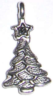 Silver Christmas Tree charm 20mm x 10mm (1pc)