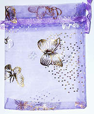Light purple with gold butterfly  organza bags 90mm x 65mm (10pcs)