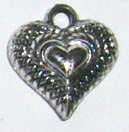 Acrylic Silver heart charms 21mm x 19mm x 12mm (2pcs)