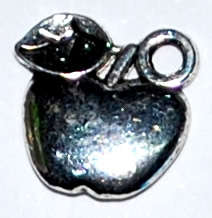 Silver apple with leaf charms 10mm  (2pcs)
