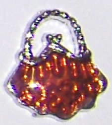 Sale!! Silver Handbag with red enamel charm 15mm x 15mm (1pc)