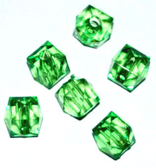 Green Acrylic  cube 7x8mm beads (100pcs)