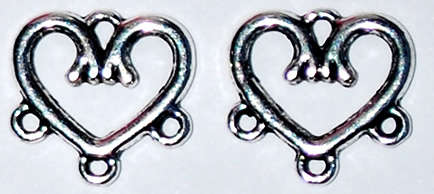 Sale!! Silver heart ear ring part 15mm  (4pcs)