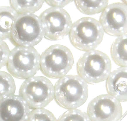 Sale!! White 8mm round glass pearls (30pcs)