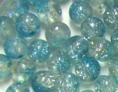 Light Blue and White crackle round glass beads 8mm (10pcs)