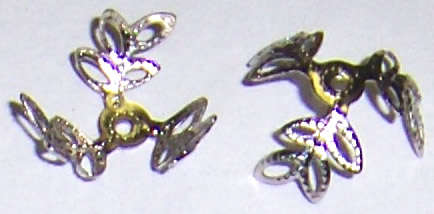 Less 10% !!!  Silver filigree 3 leaf bead cap 14mm x 14mm x 5mm(10)