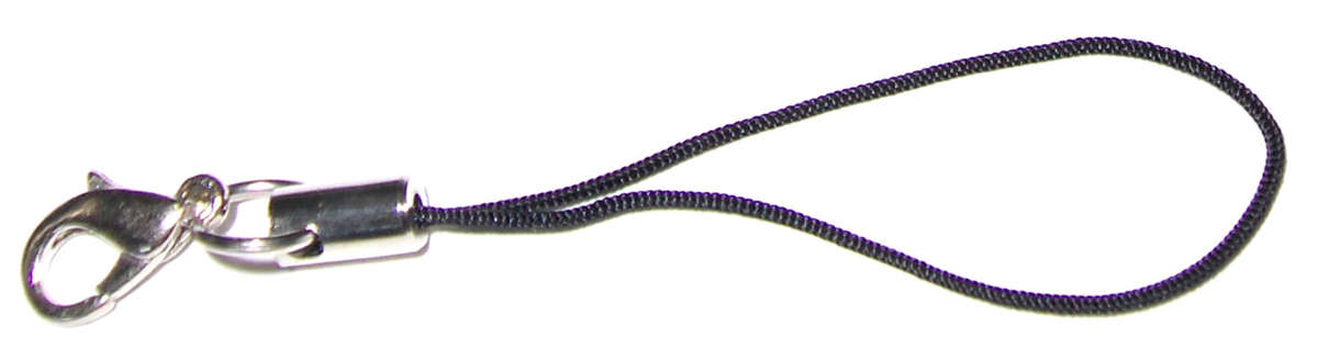Black Cellphone strap with silver cord end & clasp (10pcs)