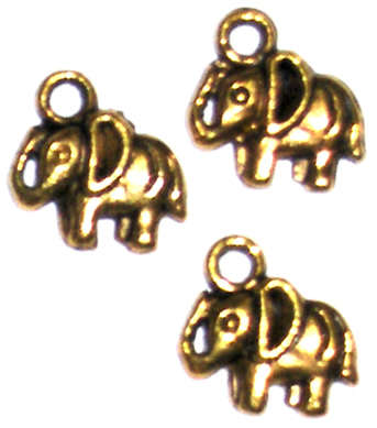 Gold charm elephant  12mm x 11mm (5pcs)