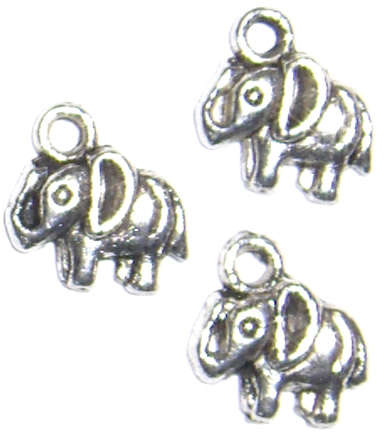 Silver charm elephant  12mm x 11mm (5pcs)